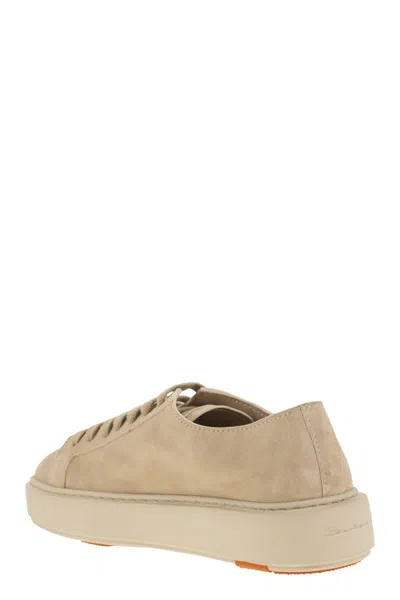 Santoni Suede Sneakers In Neutral