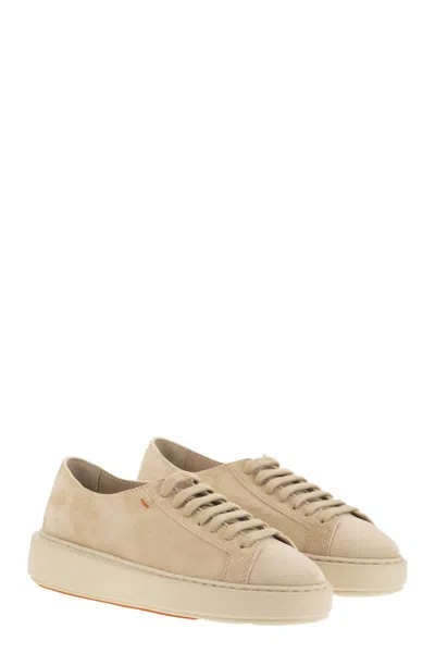 Santoni Suede Sneakers In Neutral