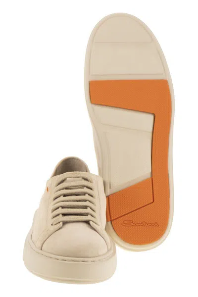 Santoni Suede Sneakers In Neutral