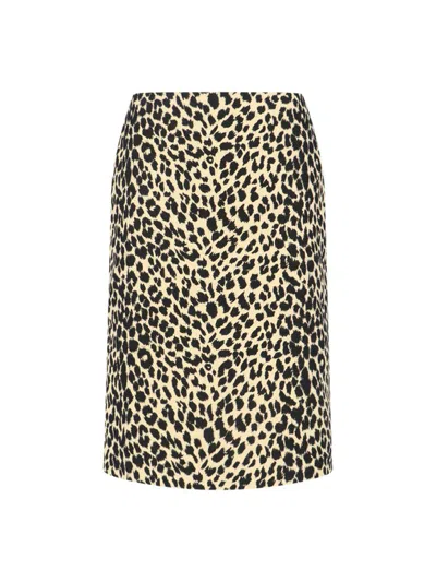 Aspesi Animal Print High-waisted Knee Length Midi Skirt In Multi