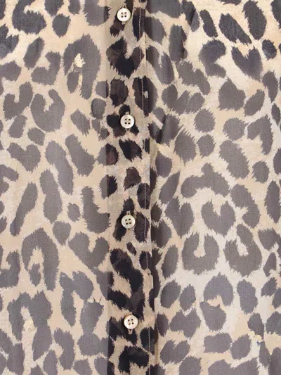 Aspesi Animal Print Collared Neck Long Sleeves Top In Black