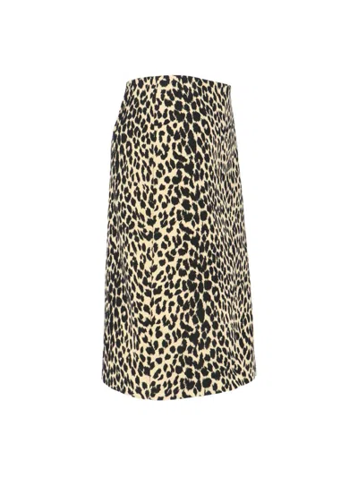Aspesi Animal Print High-waisted Knee Length Midi Skirt In Multi