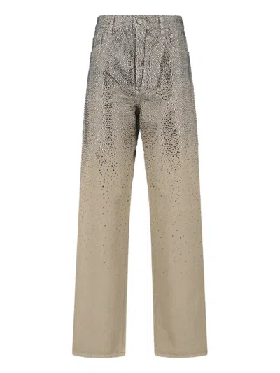 Golden Goose Straight-leg Pants With Gradient Crystal Embellishment In Multi