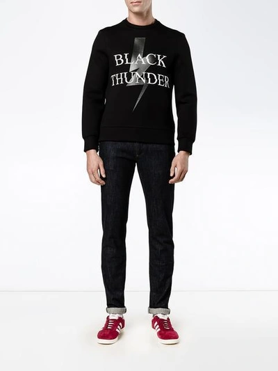 Shop Neil Barrett Black Thunder Print Sweatshirt