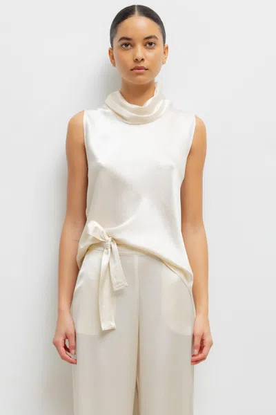 Leset Barb Sleeveless Cowl Neck Top Creme In Neutral
