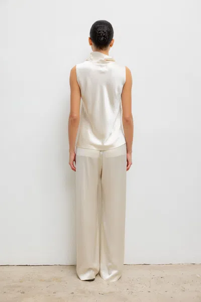 Leset Barb Sleeveless Cowl Neck Top Creme In Neutral