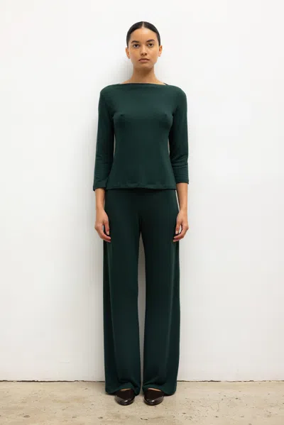 Leset Lauren Wide Leg Pants Emerald In Green
