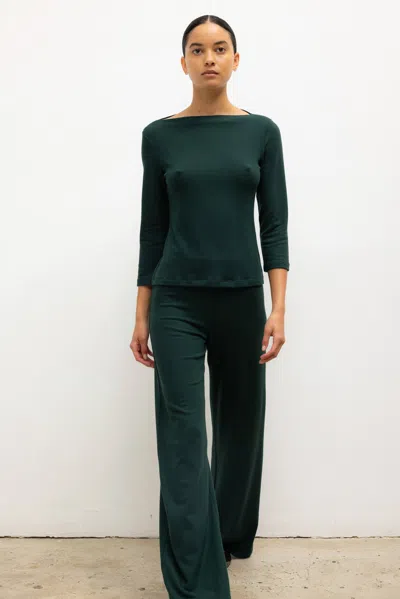 Leset Lauren Wide Leg Pants Emerald In Green