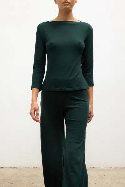 Leset Lauren Wide Leg Pants Emerald In Green
