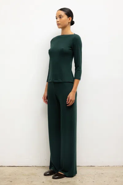 Leset Lauren Wide Leg Pants Emerald In Green