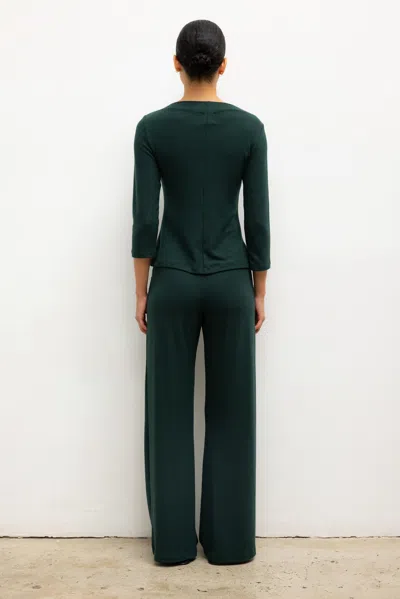 Leset Lauren Wide Leg Pants Emerald In Green