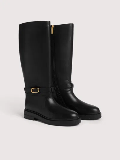 Coccinelle Vintage-effect Leather Ankle Boots C-saddle Vintage In Black