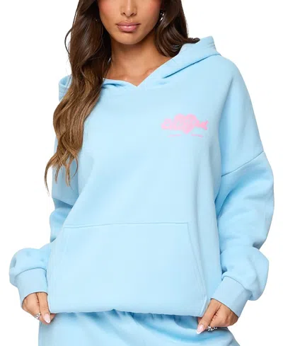 Edikted Logo Hoodie In Blue