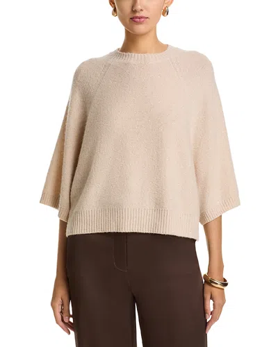 Fabiana Filippi Sequin Cropped Cape Sleeve Sweater In Neutral