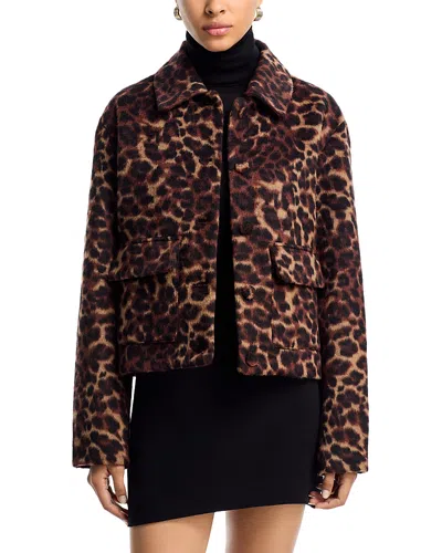 Aqua Leopard Print Jacket - Exclusive In Brown
