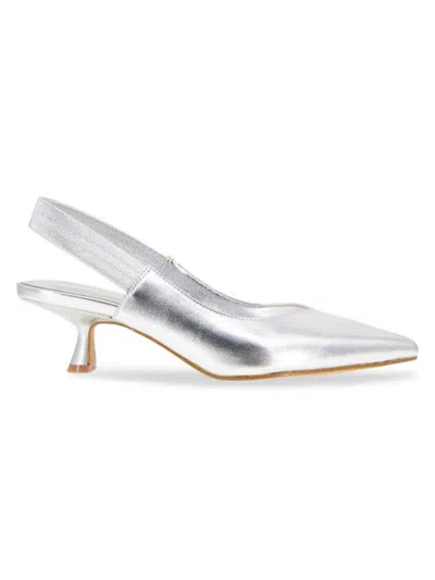 Bcbgeneration Kayla Pointed Toe Kitten Heel Pump In Silver