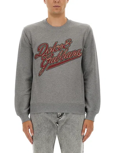 Dolce & Gabbana Jersey With Embroidery In Gray