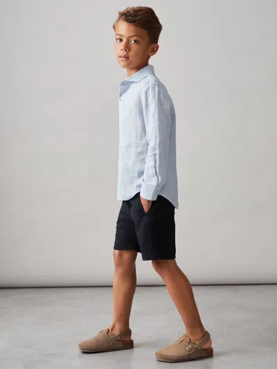 Reiss Navy Relaxed Drawstring Shorts In Blue