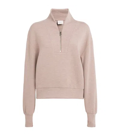 Varley Doublesoft Davidson Quarter-zip Sweatshirt In Neutral