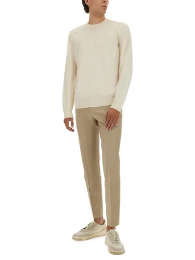 Hugo Boss Boss Camel Regular Fit Wool Sweater In White