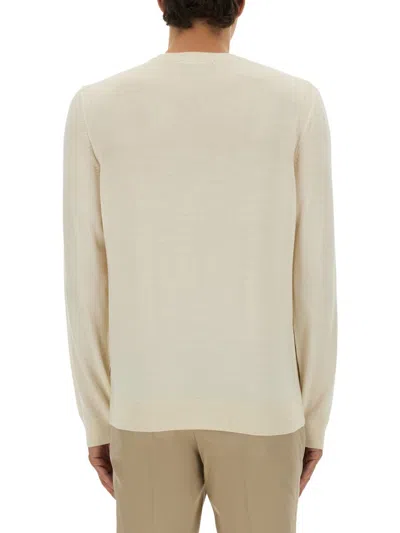 Hugo Boss Boss Camel Regular Fit Wool Sweater In White