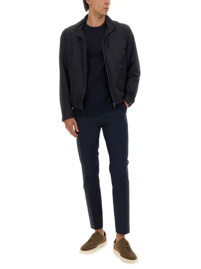 Hugo Boss Boss Camel "l-calfo1" Jacket With Hood And Zipper In Blue