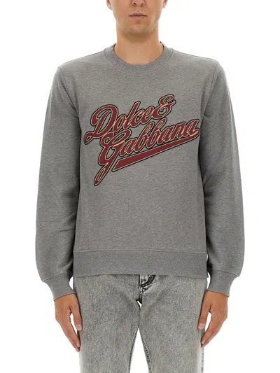Dolce & Gabbana Jersey With Embroidery In Gray