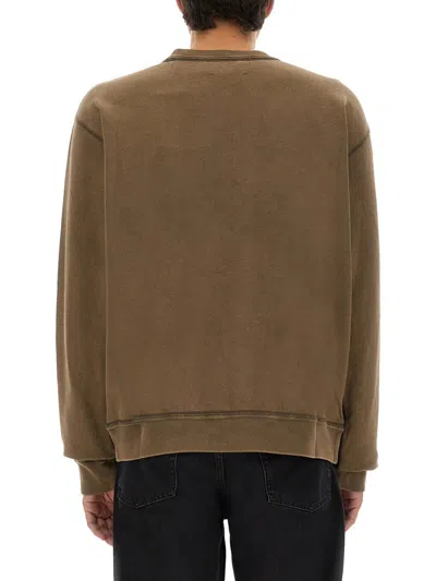 Isabel Marant Long-sleeve Graphic Sweatshirt With Vintage Wash In Brown