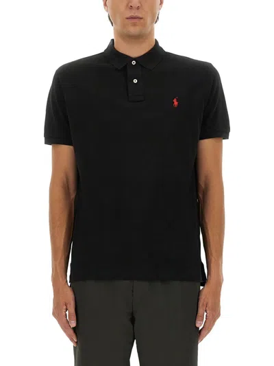 Polo Ralph Lauren Short-sleeve Polo Shirt With Traditional Collar And Embroidered Logo In Black