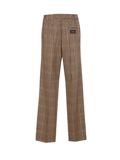 Liu •jo Elasticized Waist Wide Fit Trousers Check Motif In Multi
