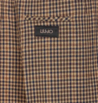 Liu •jo Elasticized Waist Wide Fit Trousers Check Motif In Multi