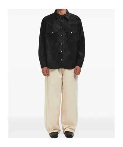 Isabel Marant Vintage Eco Leather Long Sleeve Shirt In Black