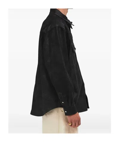 Isabel Marant Vintage Eco Leather Long Sleeve Shirt In Black