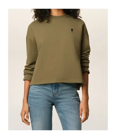 Ami Alexandre Mattiussi Ami Paris Bronze Ami De Coeur Sweatshirt Women In Animal Print