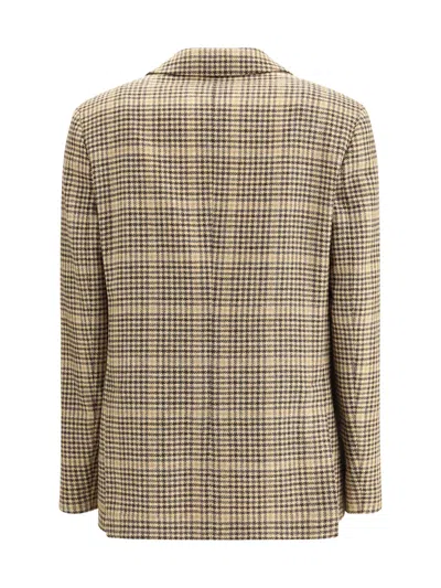 Lardini Checked Twoo-button Blazer In Neutral