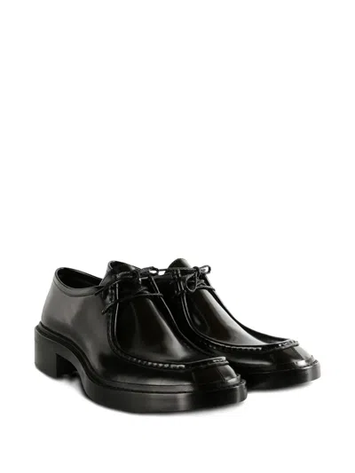 Saint Laurent Chunky Sole Lace-up Shoes With Calf Hair In Black