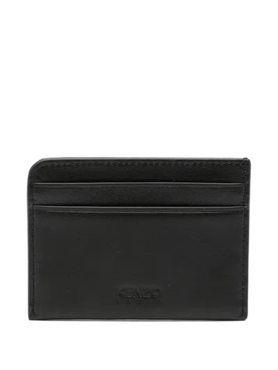 Kenzo Tiger-logo Leather Cardholder In Black