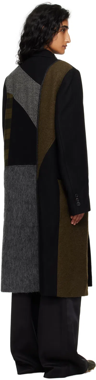 Andersson Bell Multicolor Patchwork Wool Coat In Black