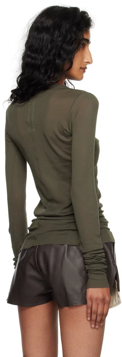 Rick Owens Khaki Concordians Mini Rib Ls T-shirt In Green