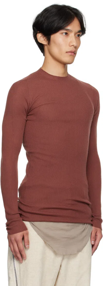 Rick Owens Red Concordians Ribbed Round Neck Sweater In Gold