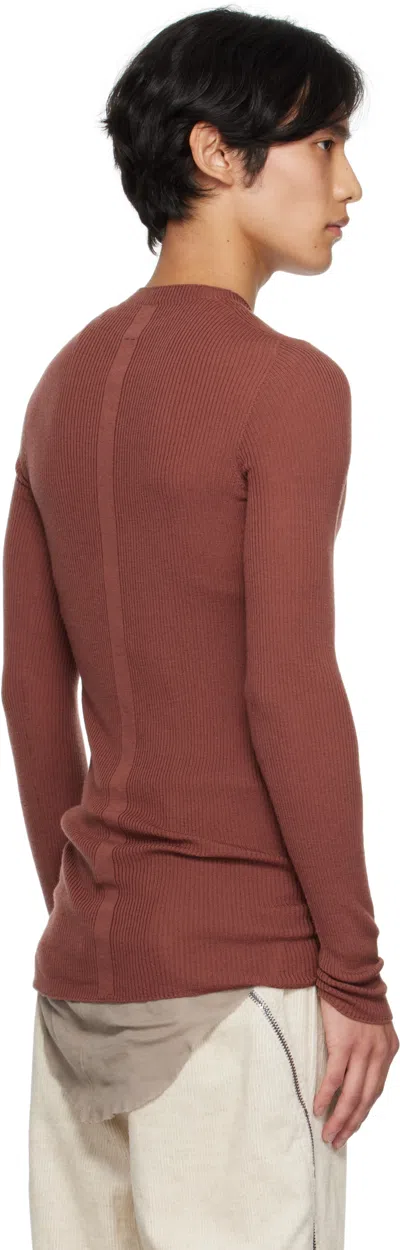 Rick Owens Red Concordians Ribbed Round Neck Sweater In Gold