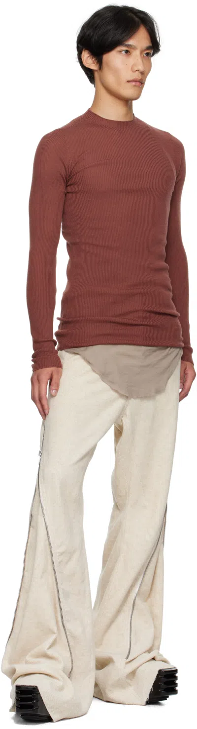 Rick Owens Red Concordians Ribbed Round Neck Sweater In Gold