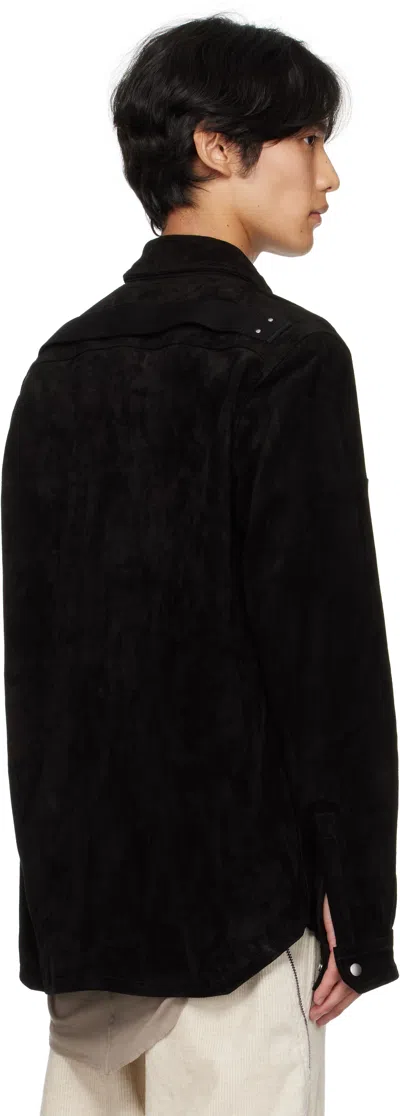 Rick Owens Black Wool Flannel Shirt In Black
