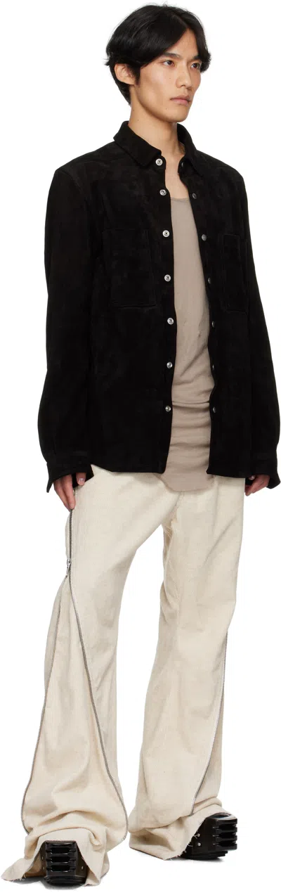 Rick Owens Black Wool Flannel Shirt In Black