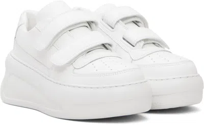 Acne Studios White Velcro Strap Platform Sneakers In White
