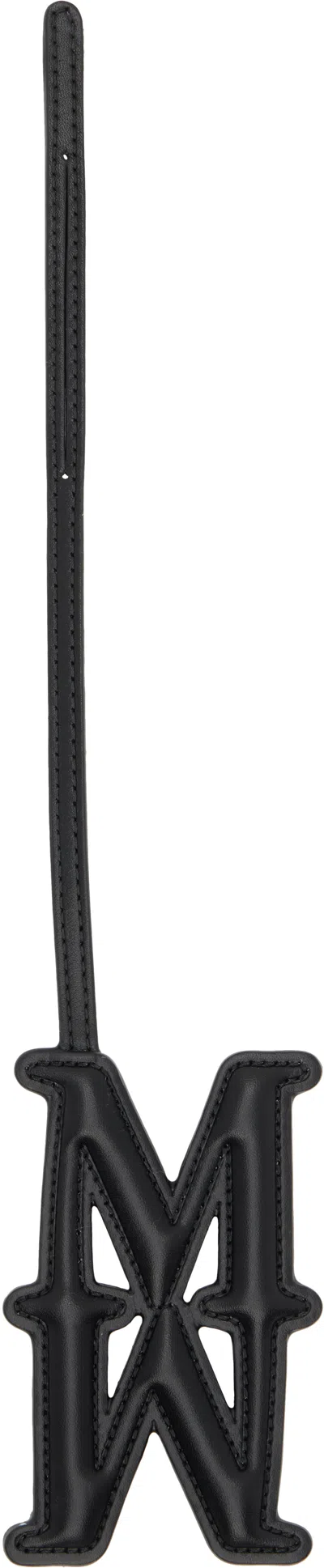 Max Mara Black Calf Leather Bos Taurus Keychain In Black