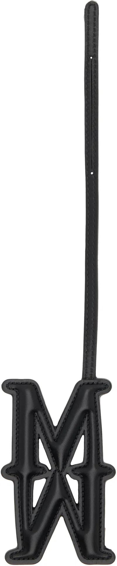 Max Mara Black Calf Leather Bos Taurus Keychain In Black