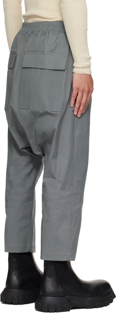 Rick Owens Gray Concordians Drawstring Cropped Trousers In Gray