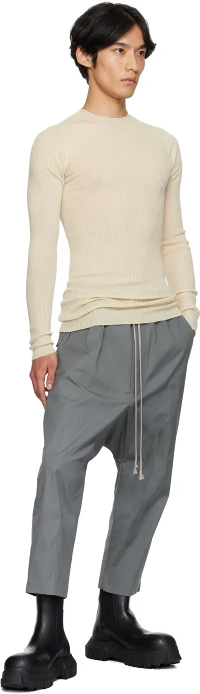 Rick Owens Gray Concordians Drawstring Cropped Trousers In Gray
