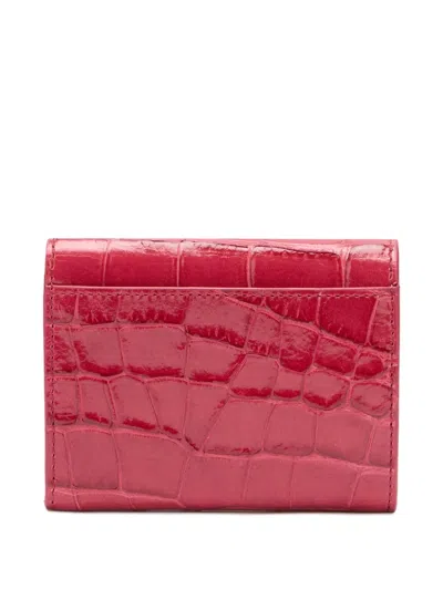Roberto Cavalli Crocodile-effect Square Card Holder In Red